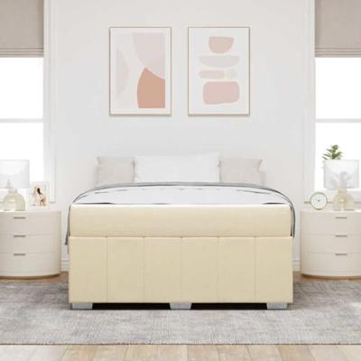 Bedframe met matras Crème 160 x 200 cm Stof