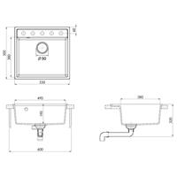 VidaXL Gootsteen met overloopgat graniet grijs - thumbnail