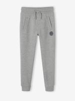 Joggingbroek van molton jongens gechineerd grijs - thumbnail