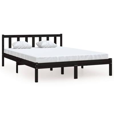 Bedframe massief grenenhout zwart 135x190 cm Bedframe massief grenenhout zwart 135x190 cm