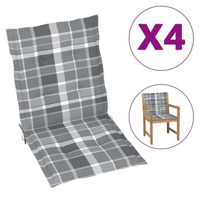 VidaXL Tuinstoelkussens 4 st 100x50x3 cm oxford stof ruitpatroon grijs