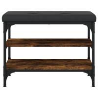 Schoenenbank 62x32x47 cm bewerkt hout gerookt eikenkleurig - thumbnail