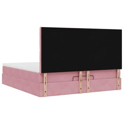 Ottoman bed met matrassen 180x200cm fluweel roze