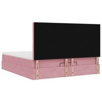 Ottoman bed met matrassen 180x200cm fluweel roze - thumbnail