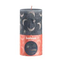 Bolsius silhouette stompkaars met print 13x6.8 cm leisteenblauw - thumbnail