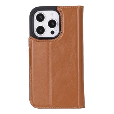 NorthLife iPhone 16 Pro - Leren Afneembare 2-in-1 bookcase telefoonhoes - Cognac