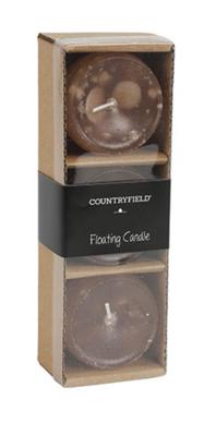 Countryfield drijfkaars bollie beige 7 x 5 cm set van 3 | 12 stuks