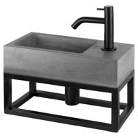 Fonteinset Differnz Jukon Rechts 38.5x18.5x18 cm Met Handdoekrek Beton Donker Grijs Differnz - thumbnail