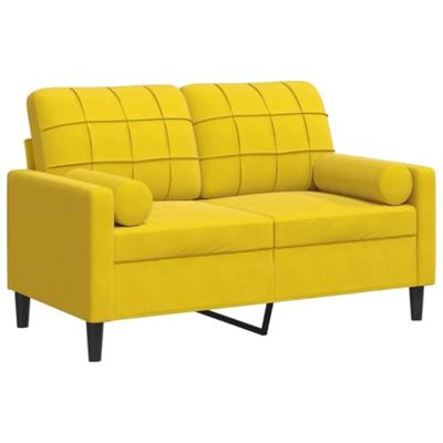 Tweezitsbank met sierkussens 120 cm fluweel geel