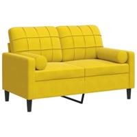 Tweezitsbank met sierkussens 120 cm fluweel geel - thumbnail