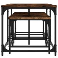 3-delige Tafeltjesset bewerkt hout gerookt eikenkleurig - thumbnail