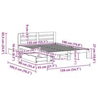 Bedframe zonder matras massief grenenhout wasbruin 135x190 cm - thumbnail