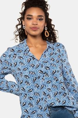 Ulla Popken Blouse, vismotief, afgeronde zoom - Grote Maten