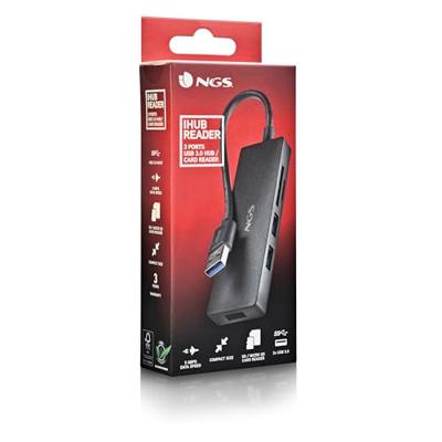 NGS IHUB Reader USB 3.0-hub met kaartlezer, 5 poorten, hoge snelheid 5 Gbit/s, universele compatibiliteit, pc en Mac, Plug & Play-systeem, compact en draagbaar ontwerp, 190 mm kabel