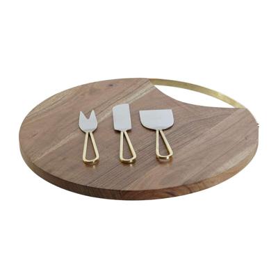 Snijplank DKD Home Decor Gouden Natuurlijk Roestvrij staal Acacia 35,5 x 35,5 x 1,5 cm (4 Onderdelen)