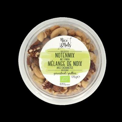 Nice & Nuts Notenmix met pinda zonder zeezout geroosterd bio 175 Gram
