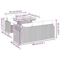 6-delige Loungeset met kussens poly rattan beige - thumbnail