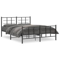 Bedframe met hoofd- en voeteneinde metaal zwart 150x200 cm - thumbnail