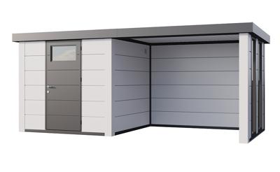 Telluria | Tuinhuis Classico 2424 met Overkapping Lounge Small met Ramen | Rechts | Wit