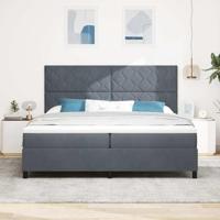 Boxspring bed met matras Donkergrijs 200 x 200 cm Fluweel - thumbnail