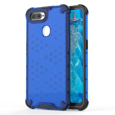 Schokbestendige honingraat PC + TPU Case voor OPPO F9 (blauw)