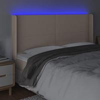 Hoofdbord LED 183x16x118/128 cm kunstleer cappuccinokleurig - thumbnail