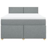 Boxspring met matras stof lichtgrijs 140x190 cm - thumbnail