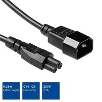 ACT AK5252 230V Stroomkabel C14/C5 Zwart - 25 cm - thumbnail