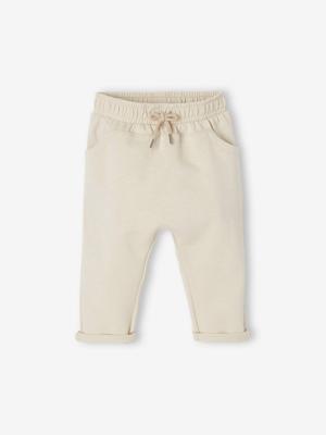 Babybroek uit molton voor jongens zandbeige