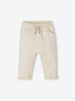 Babybroek uit molton voor jongens zandbeige - thumbnail