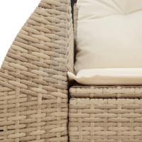 Tuinbank 2-zits met kussens poly rattan beige - thumbnail