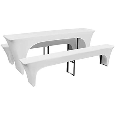 VidaXL Hoezen voor biertafel en banken stretch wit 3 stuks 220 x 70 x 80 cm