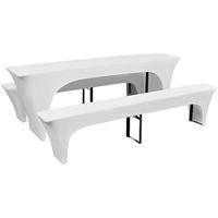 VidaXL Hoezen voor biertafel en banken stretch wit 3 stuks 220 x 70 x 80 cm - thumbnail