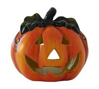 Windlicht pompoen van klei, oranje/groen (B/H/D) 18x17x17cm - thumbnail