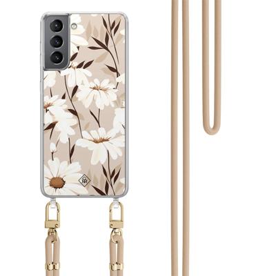 Samsung Galaxy S21 hoesje met beige koord - In bloom Samsung Galaxy S21 hoesje met beige koord - In bloom