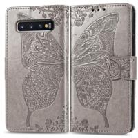 Butterfly Love bloemen reliëf horizontale Flip lederen case voor Galaxy S10 met houder & kaartsleuven & portemonnee & Lanyard (grijs) - thumbnail