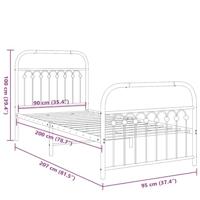 Bedframe met hoofd- en voeteneinde metaal wit 90x200 cm - thumbnail