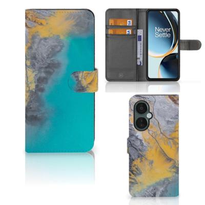 OnePlus Nord CE 3 Lite | Bookcase | Marble Blue Gold OnePlus Nord CE 3 Lite | Bookcase | Marble Blue Gold