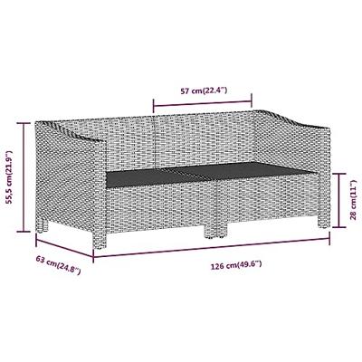 2-delige Loungeset met kussens poly rattan grijs 2-delige Loungeset met kussens poly rattan grijs