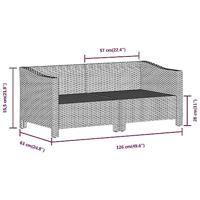 2-delige Loungeset met kussens poly rattan grijs - thumbnail