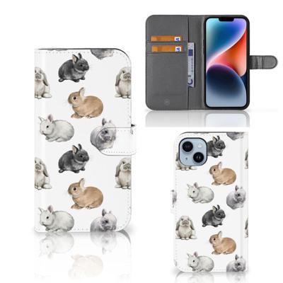 Telefoonhoesje | Met pasjeshouder | voor iPhone 15 Plus Konijntjes