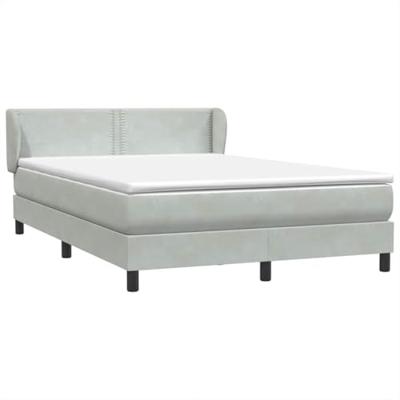 Boxspring met matras fluweel lichtgrijs 140x210 cm