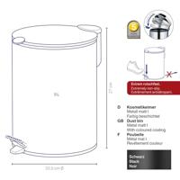 Kela Pedaal Afvalemmer, 5 L, Zwart | Mats - thumbnail