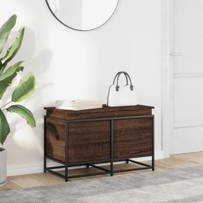Opbergbox met deksel 80x40x51,5 cm bewerkt hout bruin eiken - thumbnail