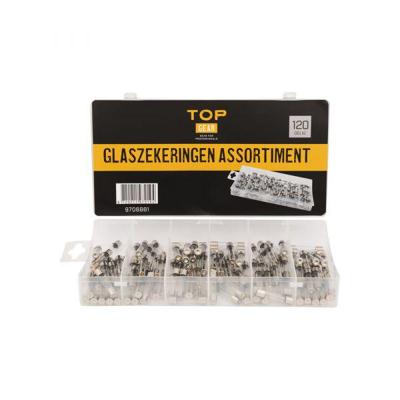 Topgear Glaszekeringen Set 120 delig 5 - 10 - 15 - 20 - 25 en 30A