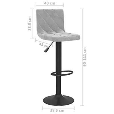 Barkrukken 2 st fluweel lichtgrijs