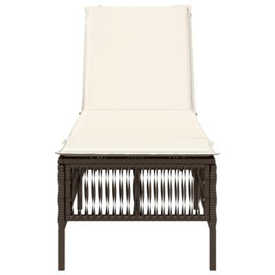 Ligbed met kussen poly rattan bruin