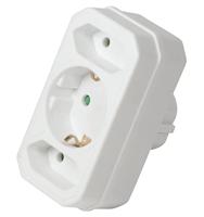 LogiLink LPS221 stroomdozenadapter met 2 x Euro bussen en 1 x Schuko bus wit - thumbnail