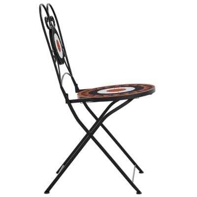 Bistrostoelen 2 st inklapbaar keramiek terracottakleurig en wit - thumbnail