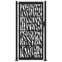 Poort met sporenontwerp 105x205 cm staal zwart - thumbnail